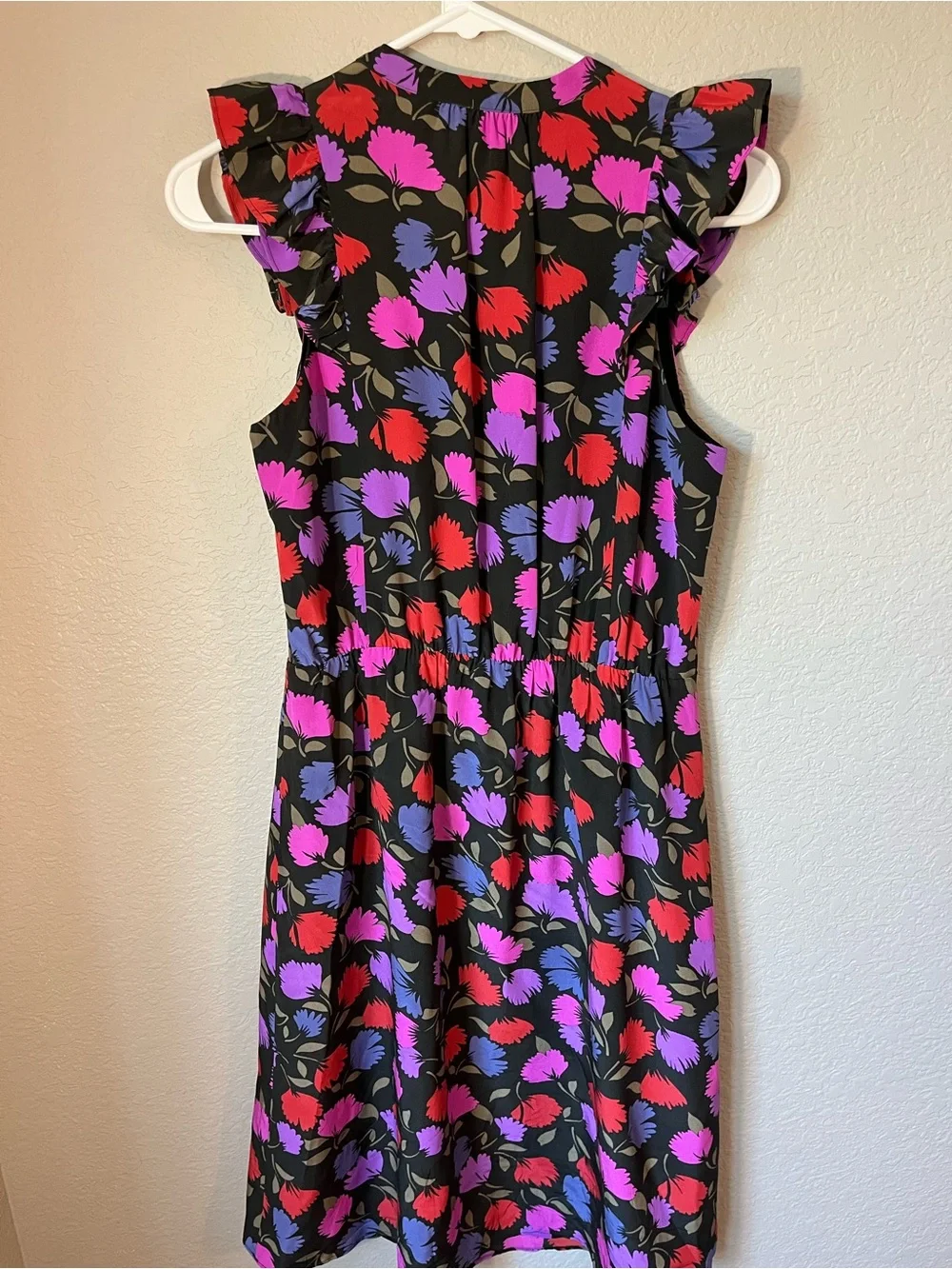J.Crew Painted Pansy Silk Floral Dress Size 2 Ruffle 100% Silk Romantic Wedding